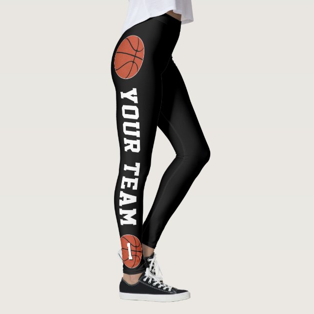 Benutzerdefinierter Basketball Teamname und Spiele Leggings (Rechts)