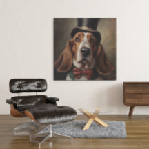 Benutzerdefinierter Basset Hound roter Fliege Kuns