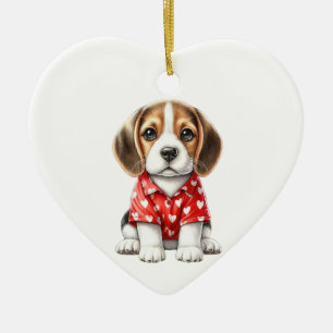 Benutzerdefinierter Beagle Dog Valentine Keramik Ornament