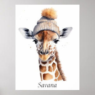 Benutzerdefinierter Beanie Bunch Giraffe Winterhut Poster