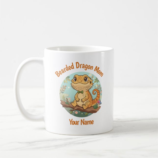 Benutzerdefinierter Bearded Dragon Mama Becher Kaffeetasse (Links)