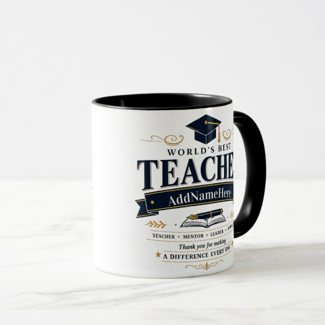 Benutzerdefinierter Beste-Lehrer-Geschenktasse Tasse (VorderseiteRechts)