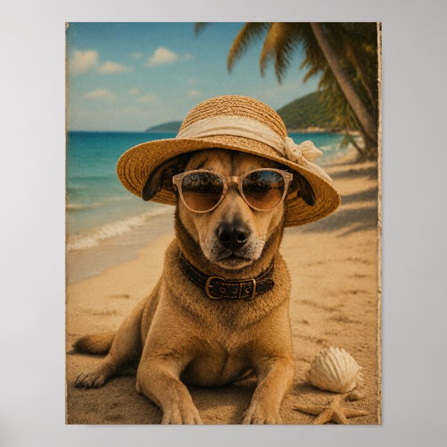 Benutzerdefinierter Bild- und Text-Retro-Strandpos Poster (Vorne)