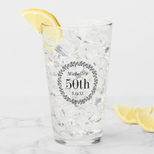 Benutzerdefinierter Blattkranz-Glasbecher zum 50. Glas