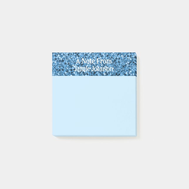 Benutzerdefinierter blauer Glitzer Glitzern hellbl Post-it Klebezettel (Vorderseite)