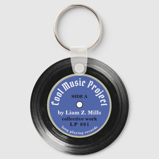 benutzerdefinierter blauer LP-Vinyl-Datensatz mit  Schlüsselanhänger (Vorderseite)