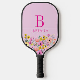Benutzerdefinierter Blumeninitiale und Name Pickleball Schläger