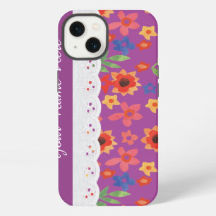 Benutzerdefinierter Blumenprint Magenta Samsung Ga iPhone 13 Hülle