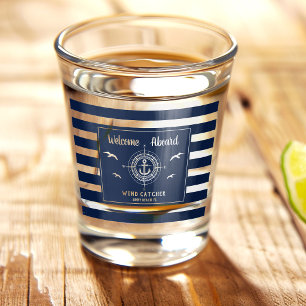 Benutzerdefinierter Bootsname Willkommen an Bord A Schnapsglas