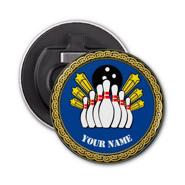 Benutzerdefinierter Bowling - Name hinzufügen - Bl Flaschenöffner (Vorderseite)