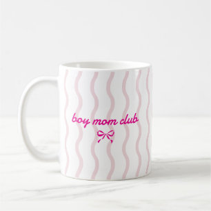 Benutzerdefinierter Boy Mom Club Rosa Streifen Coq Kaffeetasse