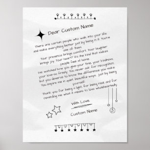 Benutzerdefinierter Brief an eine schöne Person Poster