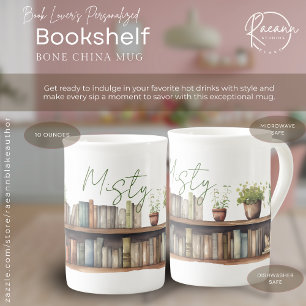 Benutzerdefinierter Bücherregal Bone China Becher Prozellantasse