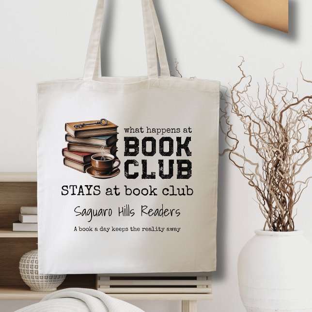 Benutzerdefinierter Buchklubname Funny Tragetasche (vintage book club name book lovers tote bags for librarian readers gift ideas for him her coffee key)