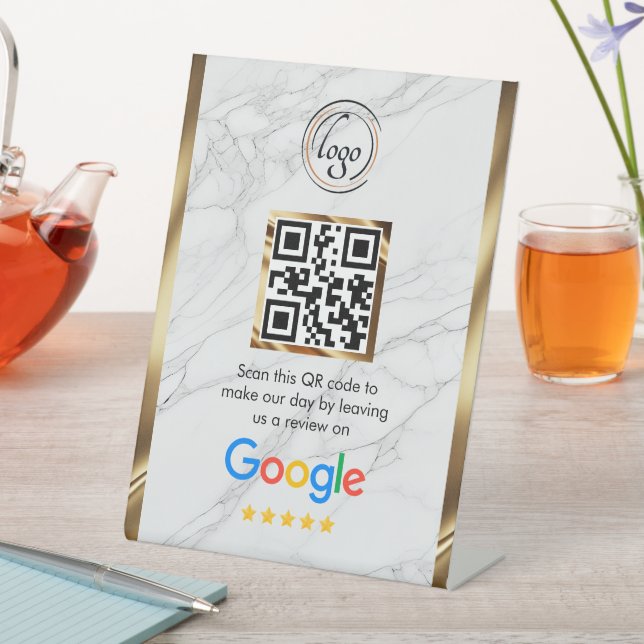 Benutzerdefinierter Business-QR-Code Google-Bewert Sockelschild (In Situ)