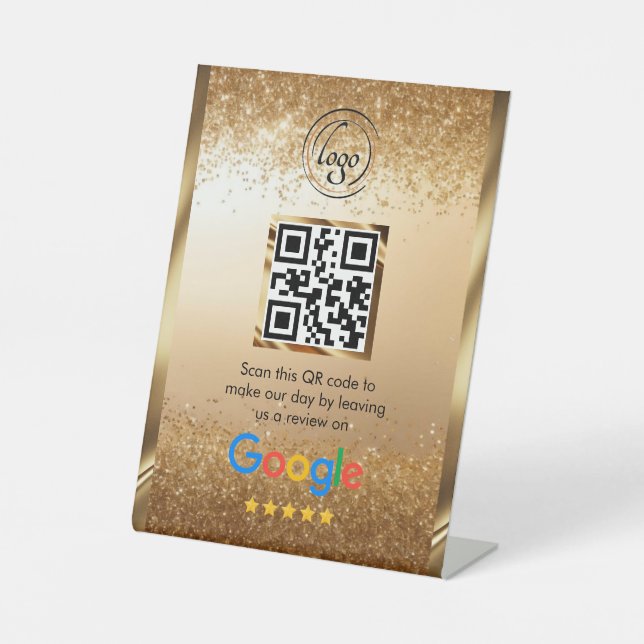 Benutzerdefinierter Business-QR-Code Google-Bewert Sockelschild (Vorderseite)
