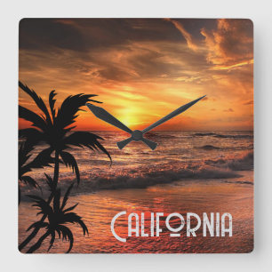BENUTZERDEFINIERTER CALIFORNIA SONNENUNTERGANG STR QUADRATISCHE WANDUHR