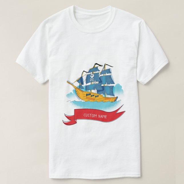 Benutzerdefinierter Cartoon-Piratentext T-Shirt (Design vorne)