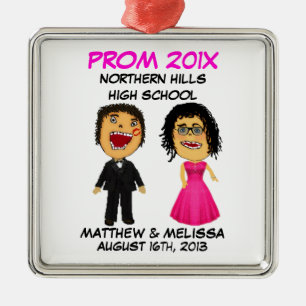 Benutzerdefinierter Cartoon Prom Couple Ornament Aus Metall