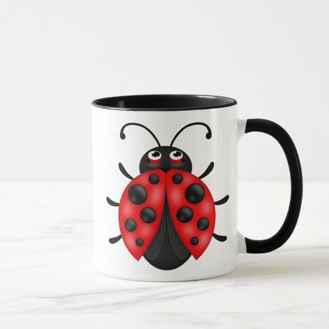 Benutzerdefinierter Cartoon Red Ladybug Trinkbehäl Tasse (Rechts)
