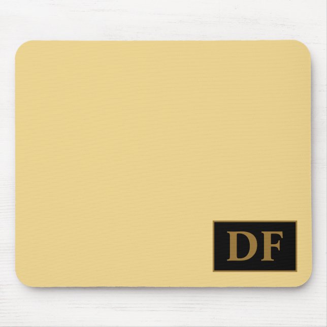Benutzerdefinierter Champagner mit Gold-Initial-Ma Mousepad (Vorne)
