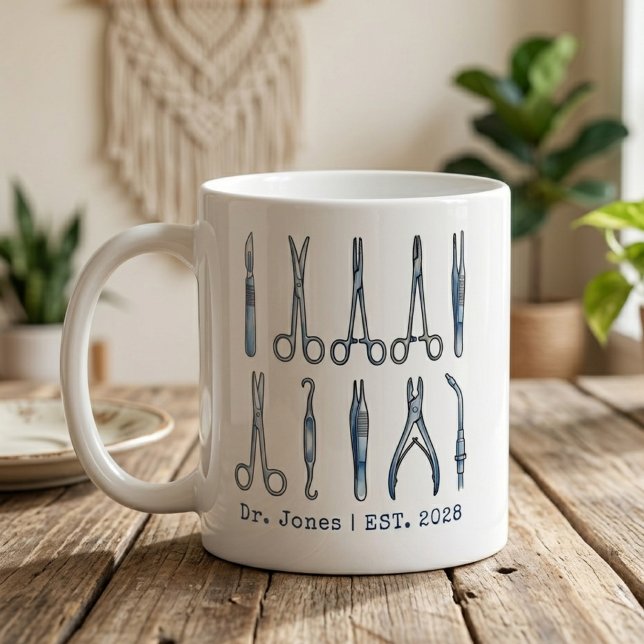 Benutzerdefinierter Chirurg Arzt Doktor Absolvent  Kaffeetasse (med school graduation, doctor of medicine gift, surgical nurse gift, physician assistant gift)