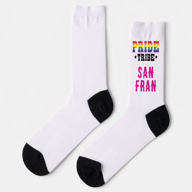 Benutzerdefinierter City-farbiger LGBTQ+-Regenboge Socken (Linkes Detail)