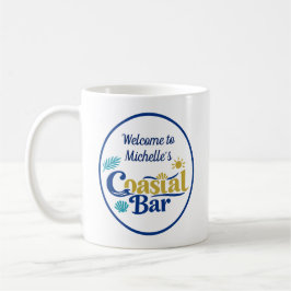 Benutzerdefinierter Coastal Bar Azure Retreat Oval Kaffeetasse