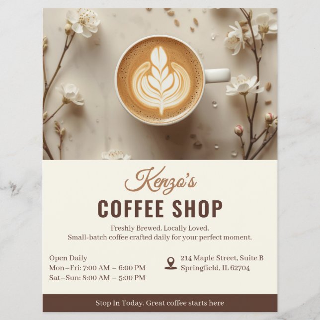 Benutzerdefinierter Coffeeshop | Personalisiertes  Flyer (Vorne)
