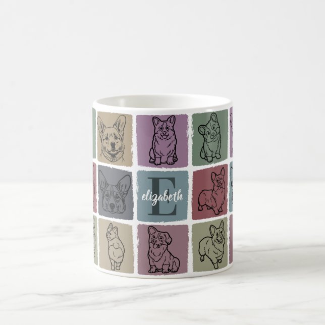 Benutzerdefinierter Corgi-Name Geschenk Retro Vint Kaffeetasse (Mittel)
