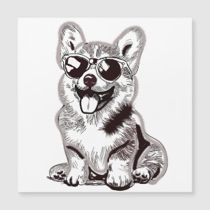 Benutzerdefinierter Corgi-Welpe mit Sonnenbrille   Magnetkarte