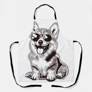 Benutzerdefinierter Corgi-Welpe mit Sonnenbrille Schürze