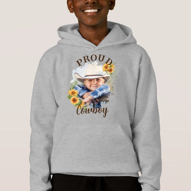 Benutzerdefinierter Cowboy-Foto Text Sonnenblumena Hoodie (Vorderseite)