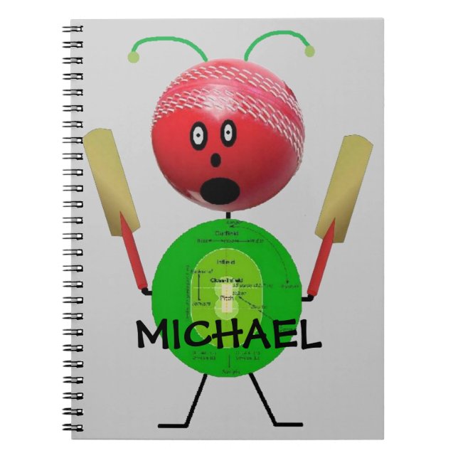 Benutzerdefinierter Cricket-Cartoon Notizblock (Vorderseite)