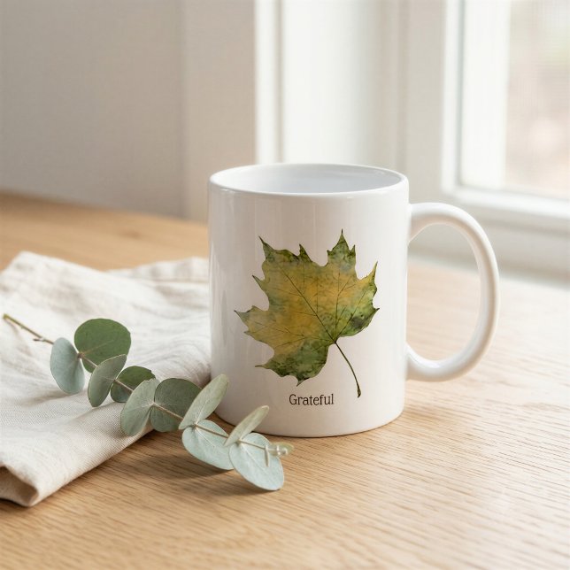 Benutzerdefinierter Dankbarer Herbst-Wasserfarben- Kaffeetasse (Von Creator hochgeladen)