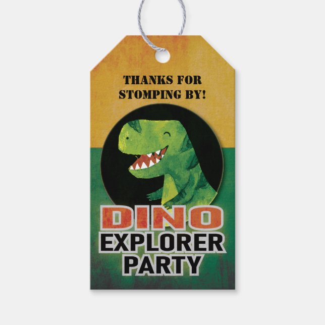 Benutzerdefinierter Dino-Explorer-Dinosaurier-Gebu Geschenkanhänger (Vorderseite)