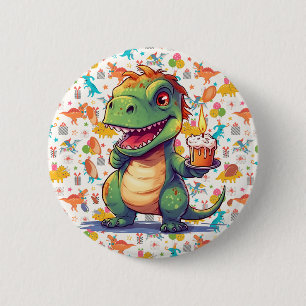 Benutzerdefinierter Dino-Geburtstag für Kinder Button