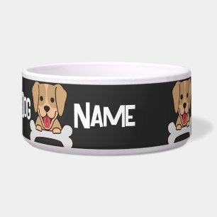 Benutzerdefinierter Dogenname Text Welpenhund mit Napf