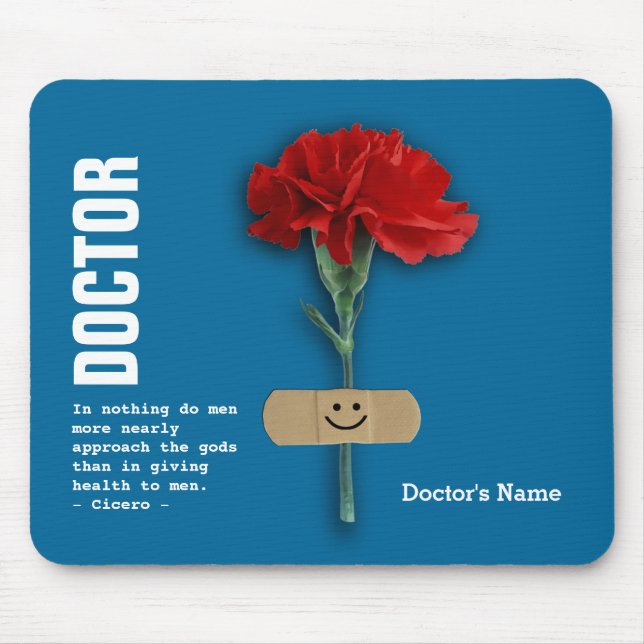 Benutzerdefinierter Doktorname Red Carnation Gift Mousepad (Vorne)