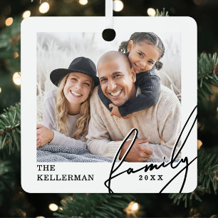 Benutzerdefinierter doppelseitiger Familien-2-Foto Ornament Aus Metall