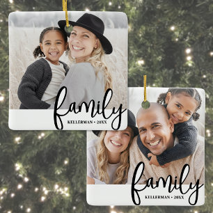Benutzerdefinierter doppelseitiger Familien-Weihna Keramikornament