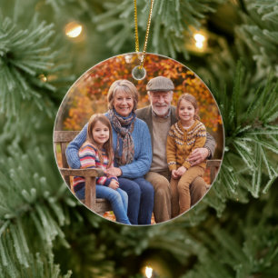 Benutzerdefinierter doppelseitiger Großeltern-Foto Keramik Ornament