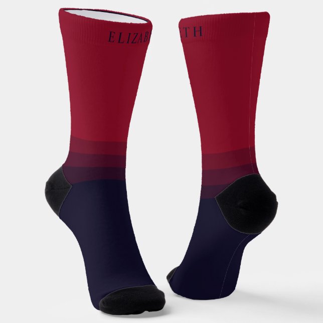 Benutzerdefinierter dunkler blau-blauer Maroon-Far Socken (Gewinkelt)