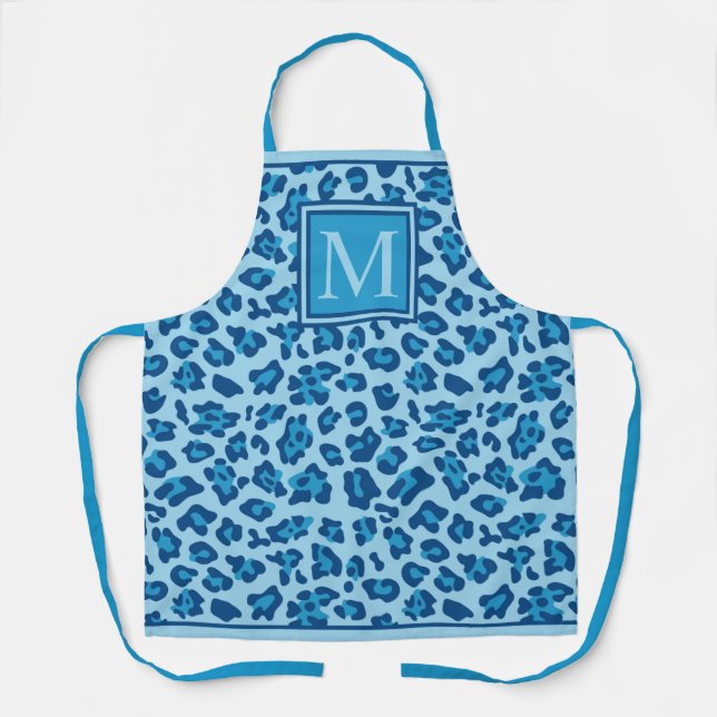 Benutzerdefinierter dunkler und hellblauer Leopard Schürze (Vorderseite)