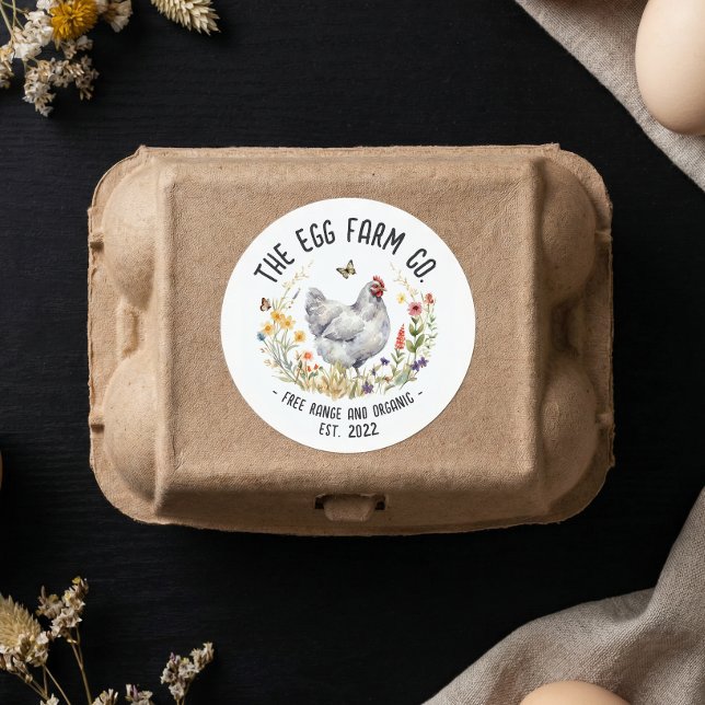 Benutzerdefinierter Eierfarm-Aufkleber Watercolor  Runder Aufkleber (Von Creator hochgeladen)