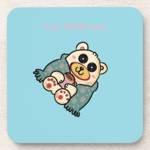 Benutzerdefinierter Eisbär mit Kaffee   Coole Wint Getränkeuntersetzer