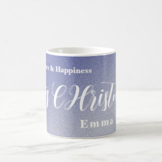 Benutzerdefinierter Eisblauer Glitter-Weihnachtska Kaffeetasse