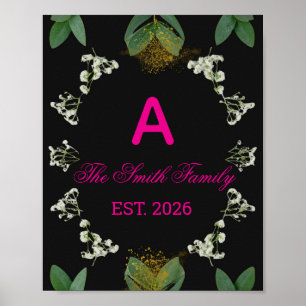 Benutzerdefinierter Eleganter Botanischer Monogram Poster