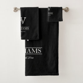 Benutzerdefinierter eleganter Name der Monogram-Fa Badhandtuch Set