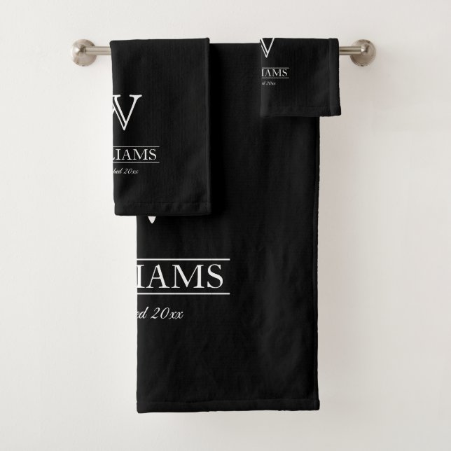Benutzerdefinierter eleganter Name der Monogram-Fa Badhandtuch Set (Insitu)